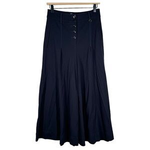 Raffaello Rossi Hera Wide Leg Skirt Like Trouser Pants Navy Blue Jersey Knit 36